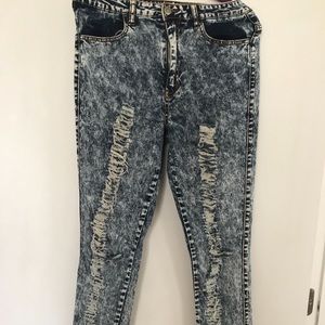 High rise washed jeans